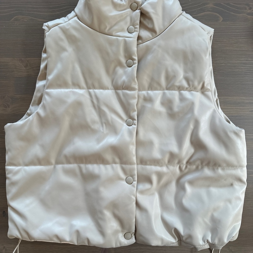 Almost Famous Cream Quilted Puffer Vest